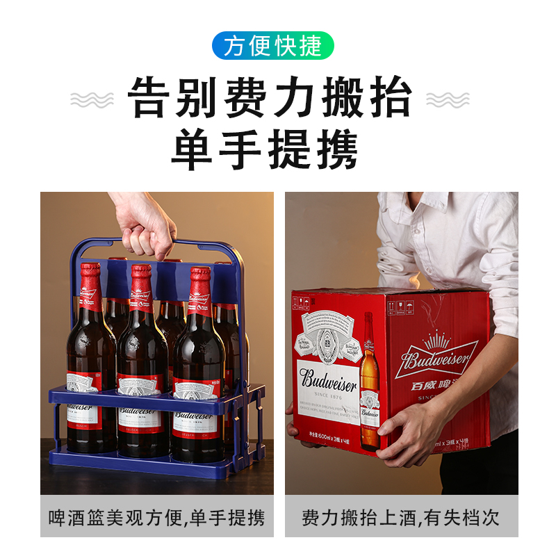 啤酒提架塑料拎酒器啤酒篮酒吧KTV6瓶装啤酒提酒器啤酒框可折叠 - 图1