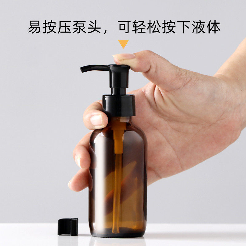 玻璃茶油按摩精油分装空瓶按压泵头卸妆油洗发水美容乳液洗手液罐,淘宝优惠券,粉丝福利购,淘宝优惠卷
