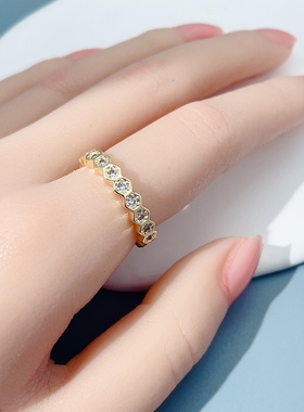 蜂巢简约素圈精致戒指女ins小众设计轻奢高级感食指戒套装指环