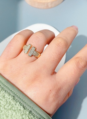 宽版满天星戒指女简约小众设计感2024年新款冷淡风情侣食指指环