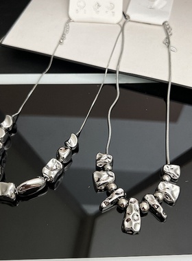 欧美小众设计感不规则金属项链