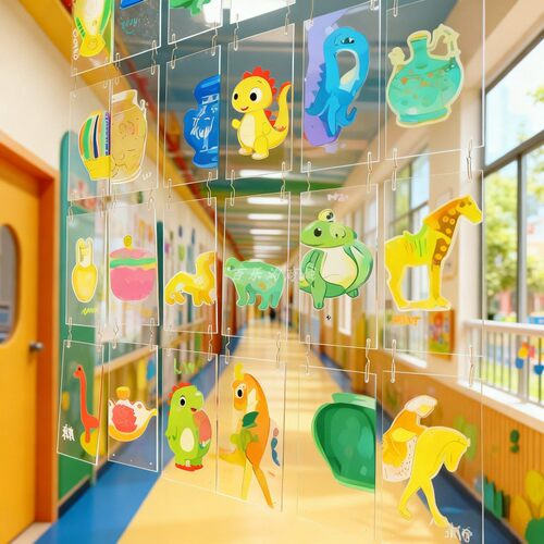 幼儿园美工区绘画片pvc塑料透明长方形亚克力吊饰挂件环创装饰diy - 图0