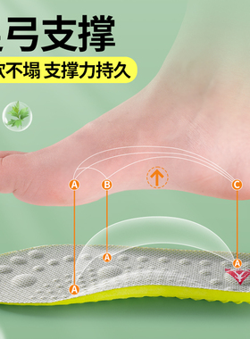 足力健艾草足弓支撑鞋垫防脚臭男