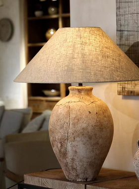 侘寂风纯手工陶艺抽象台灯民宿