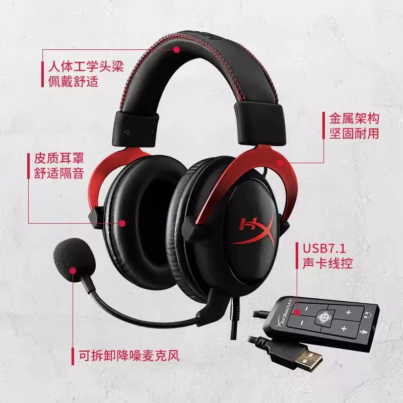 Гарнитура для игр HyperX Cloud II Hurricane 2 проводная, 7.1 канал, комплектуется звуковой картой