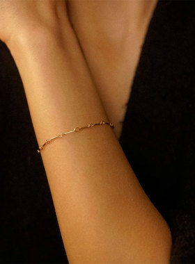 含真金5%~洗手可戴不掉色~美国进口14k包金极细简约手链女ins