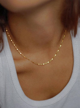 含真金5%~洗澡可戴不掉色~美国进口14k包金项链锁骨链女简约ins