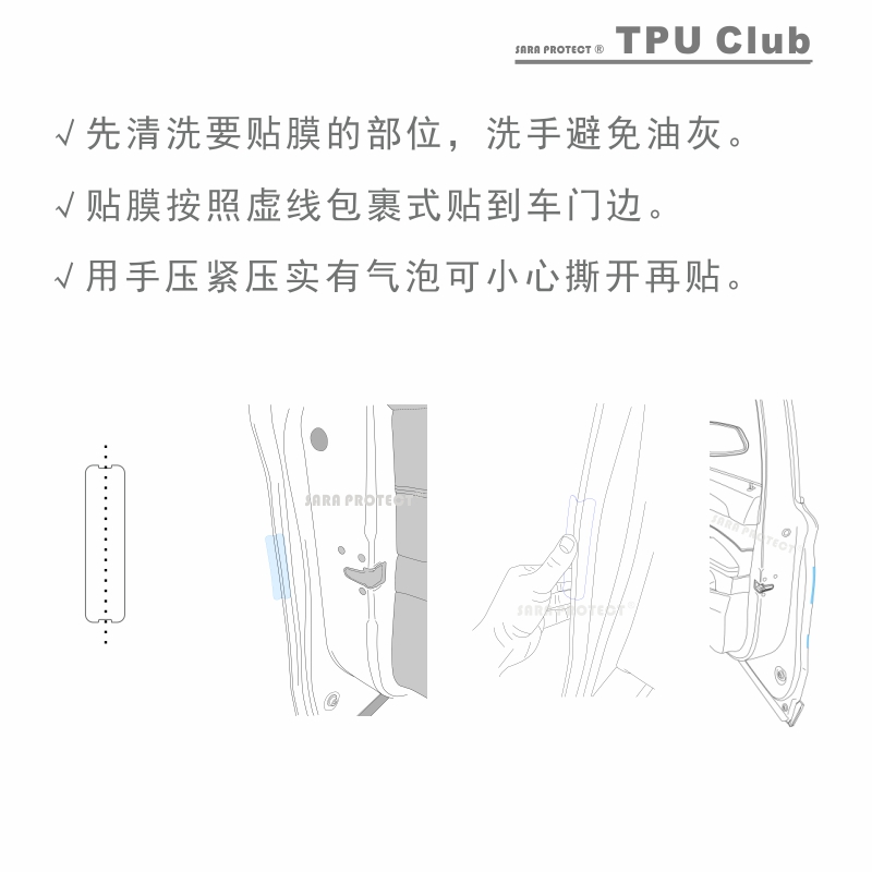 专用于汽车车门边缘 防擦 防撞 TPU保护膜 保护条[SARA PROTECT] - 图3