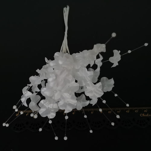 花海大世界diy手工配件仿真花发饰材料团扇流苏吊坠白色满天星 - 图0