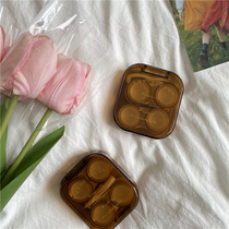 chubby baby * fa-style retro style tea salad with a portable contact lens box meiosis box