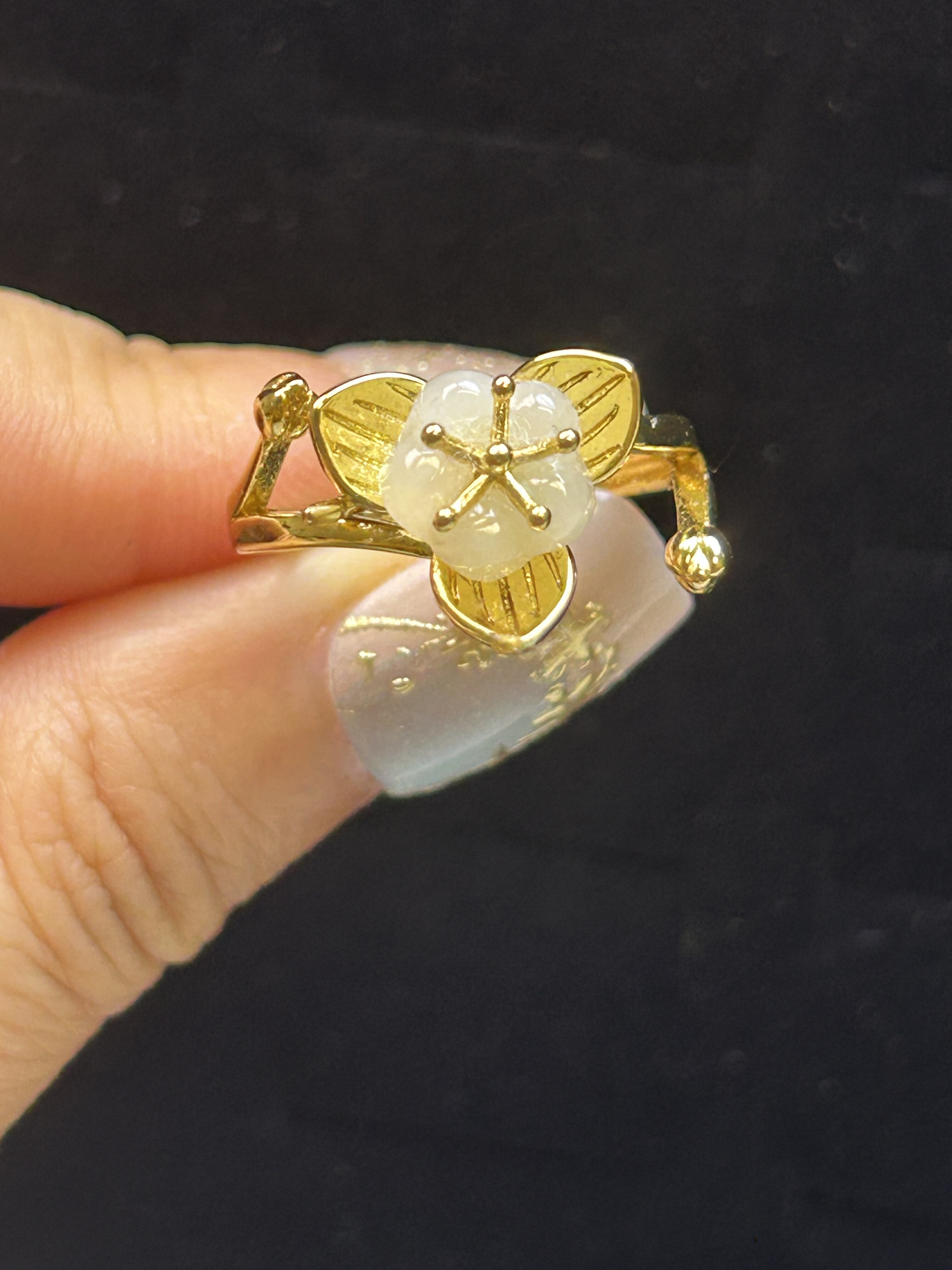 Natural Burmese Jadeite New Chinese Lotus Ring National Style Adjustable Opening Versatile Women's Ring 814147