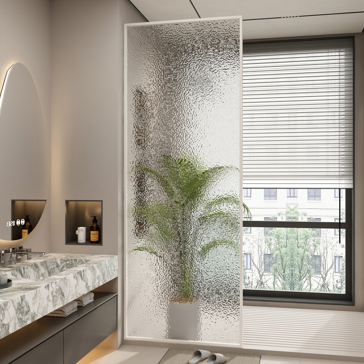 简约铝合金卫生间洗手台水波纹钢化玻璃屏风浴室挡水干湿分离隔断,淘宝优惠券,粉丝福利购,淘宝优惠卷