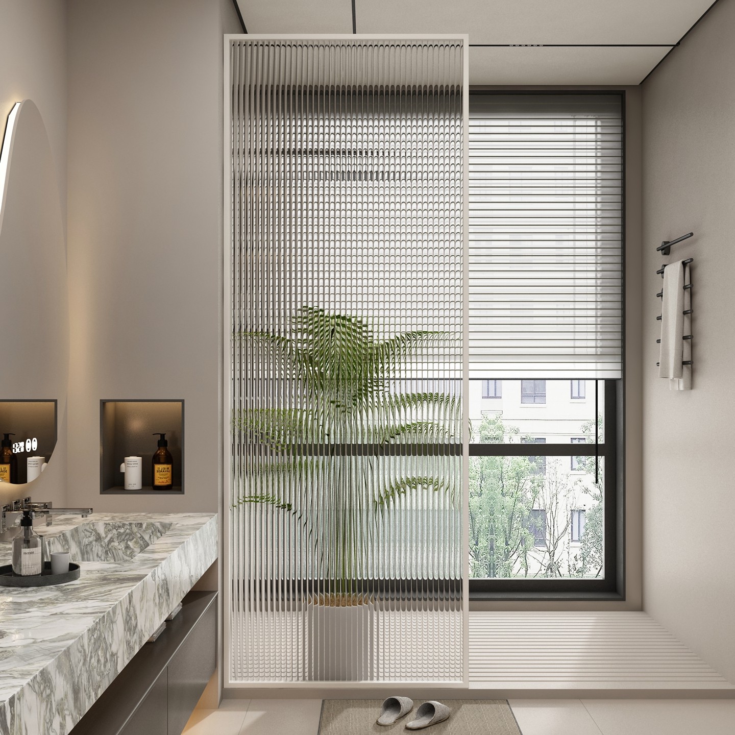 简约铝合金卫生间洗手台水波纹钢化玻璃屏风浴室挡水干湿分离隔断,淘宝优惠券,粉丝福利购,淘宝优惠卷