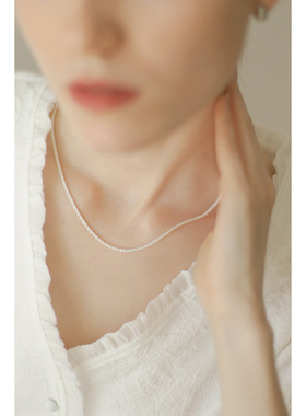 银色细闪合金锁骨链波光粼TO