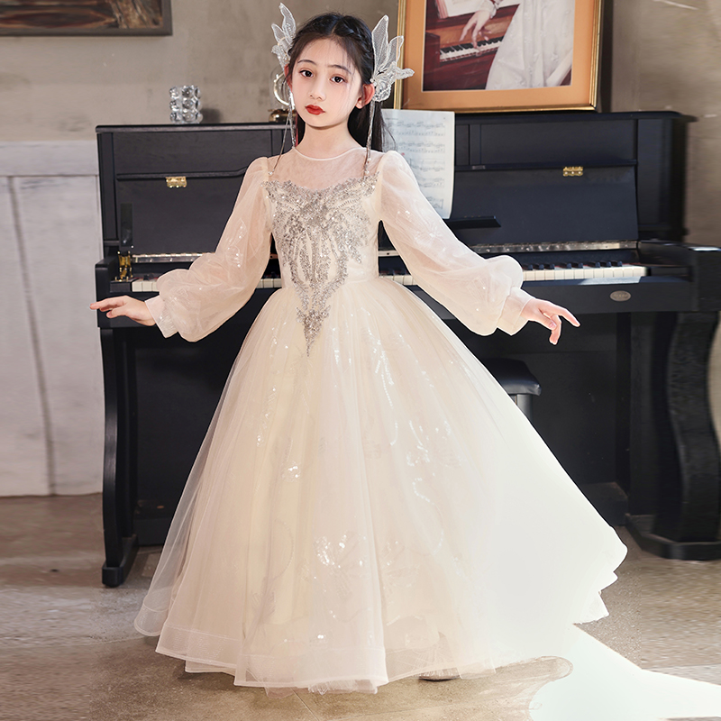 儿童礼服女童主持人钢琴演奏女大童高端生日花童婚礼小女孩公主裙