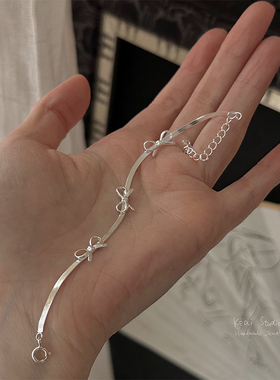 流光蝶影纯银蝴蝶结可调节手链