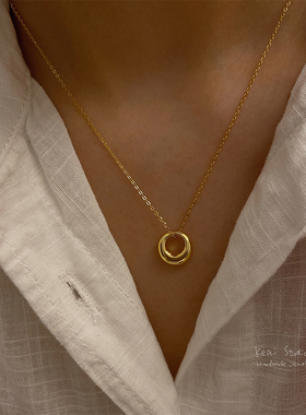 纯银甜甜项链女极时尚圆环短款