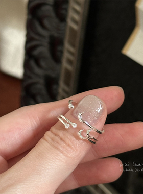 星月开口戒指S925纯银女小众设计