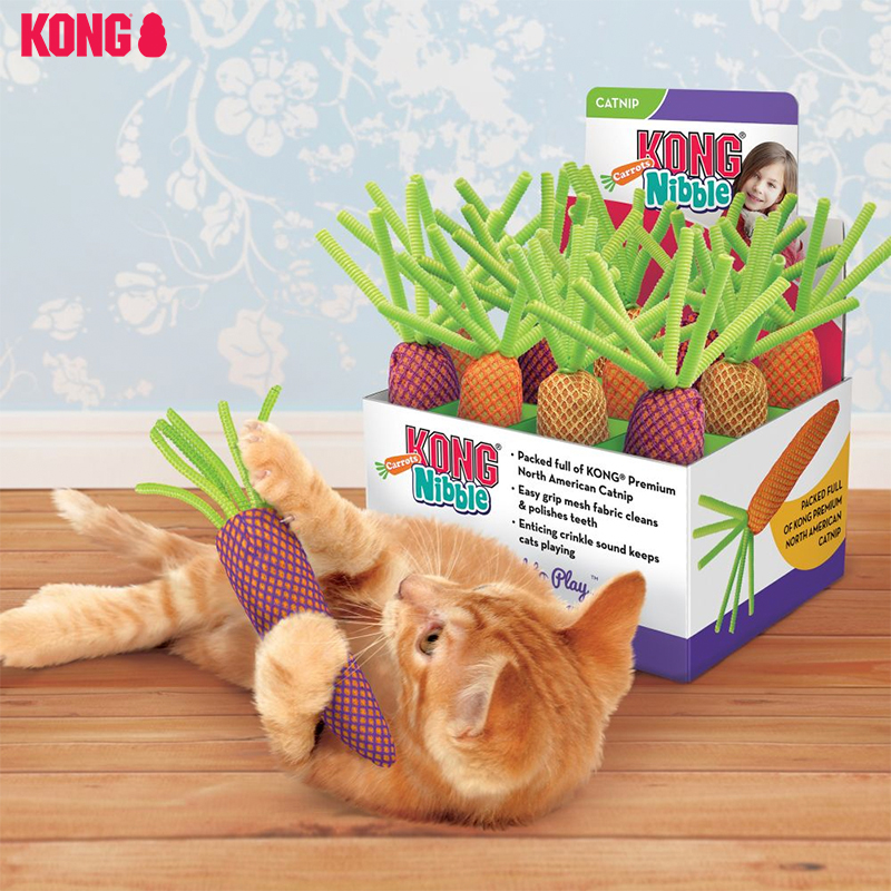 KONG猫玩具磨牙猫薄荷网眼胡萝卜宠物自嗨解闷逗猫玩具