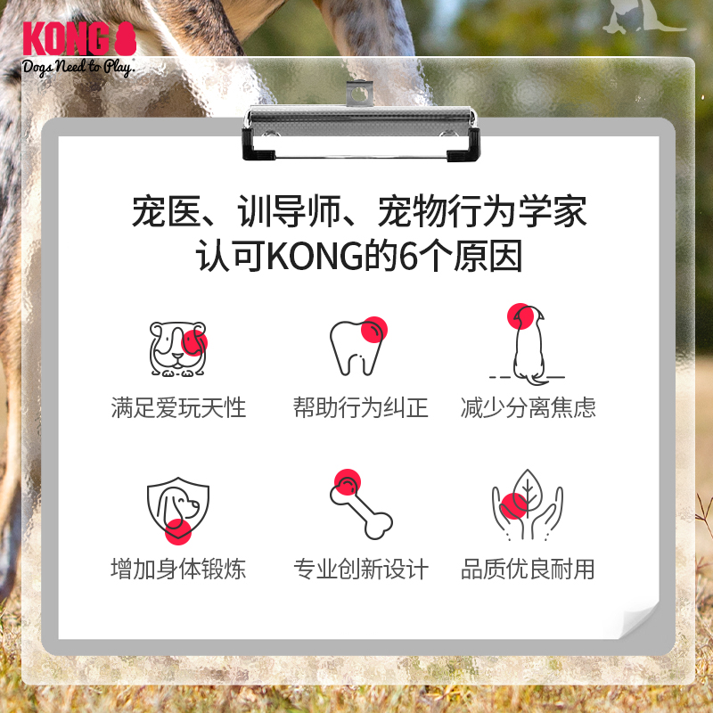 KONG狗狗发声玩具磨牙绳结毛绒补丁熊陪伴安抚小型犬宠物自嗨解闷