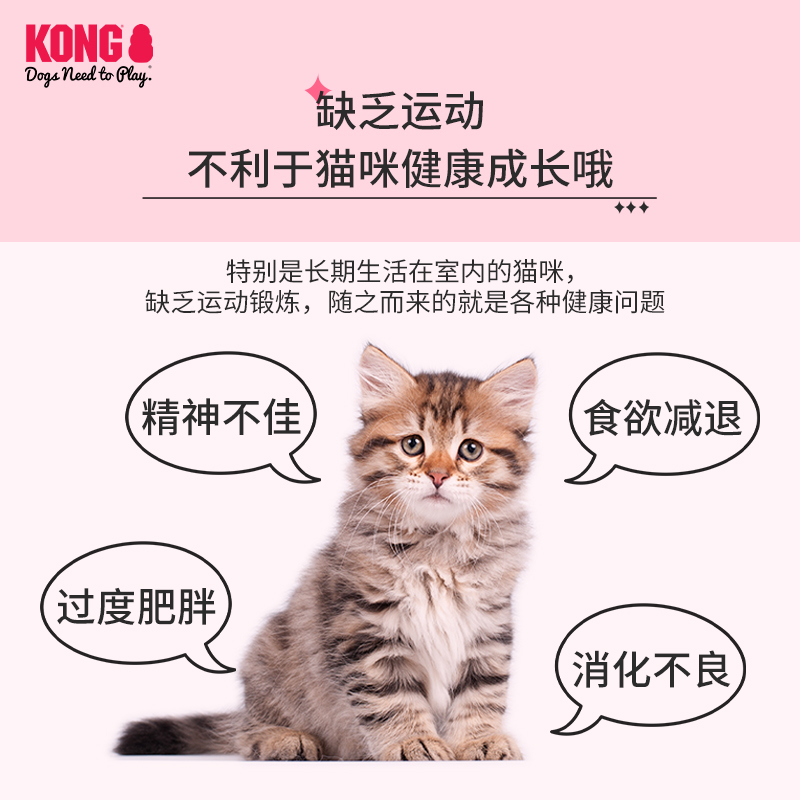 KONG逗猫棒长杆彩虹猫玩具自嗨解闷带猫薄荷幼猫耐咬逗猫球可发声