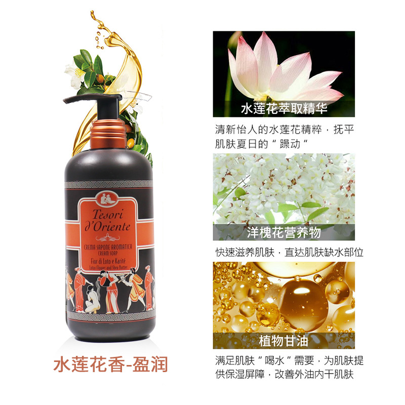 意大利原装进口东方宝石白麝香水莲花土耳其香味洗手液300ML