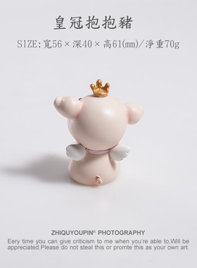 皇冠天使抱抱猪宝宝摆件汽车车载公仔创意蛋糕展台装饰品生日礼物