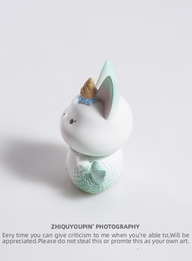 清凉夏日青狐冰激凌美人鱼摆件桌面公仔车载装饰品可爱生日礼物