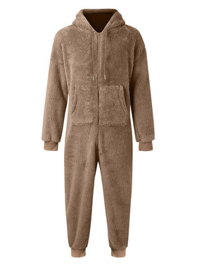 2024 Men's Couple Zipper Warm Plush jumpsuit