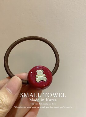 韩国东大门高级新年红色本命年小熊纽扣发圈马尾皮筋丸子头绳发饰