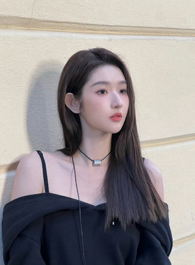 王玉雯同款豆豆项链小众设计简约皮蜡绳多种戴法长款锁骨毛衣链