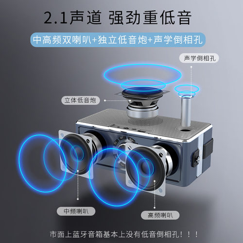 索爱S18 无线蓝牙音箱低音炮闹钟家用大音量智能3d环绕音响收音机 - 图1