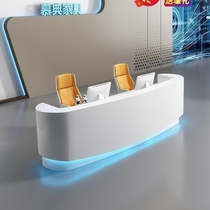 Office Front Office White Baking Paint Front Table Desk Arc Reception Desk Cashier Desk Hall Creative Company Bar