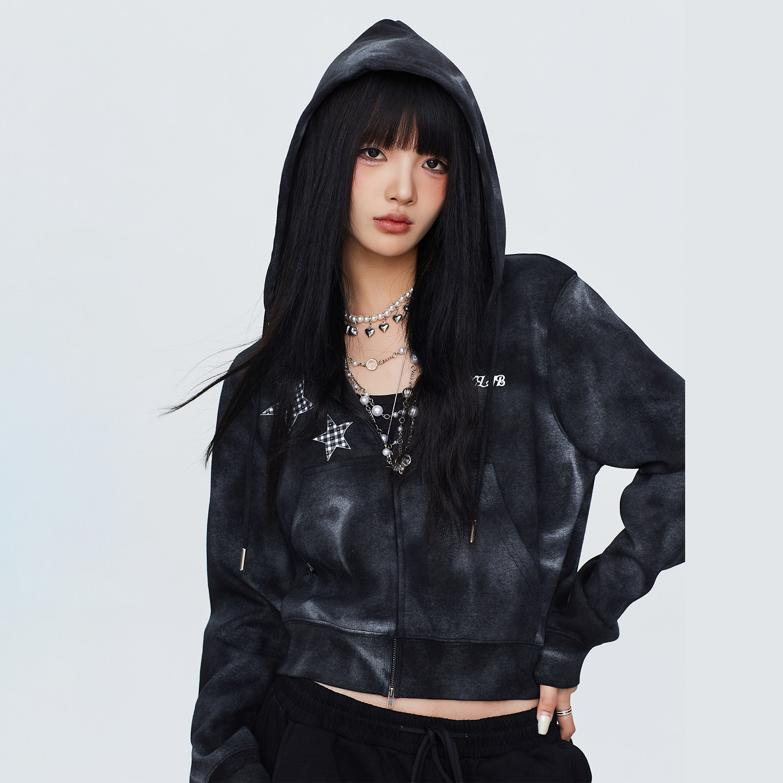 CBXLAB街舞潮牌复古肌理美式冬季连帽外套短款爵士辣妹卫衣开衫女,淘宝优惠券,粉丝福利购,淘宝优惠卷