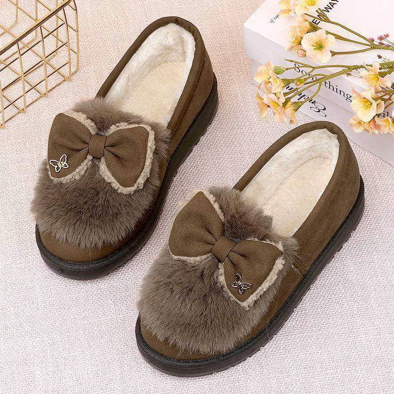 毛毛鞋冬天外穿老北京布鞋女棉鞋蝴蝶结防寒保暖豆豆家居妈妈棉靴,淘宝优惠券,粉丝福利购,淘宝优惠卷