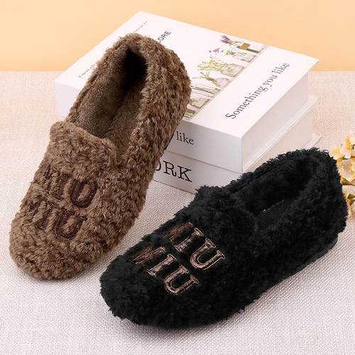 冬季新款泰迪毛加绒豆豆鞋外穿百搭加绒保暖软底防滑毛毛鞋棉鞋女 - 图3