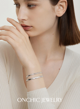 OnchicOR系列手链女手环银色设计感小众轻奢高级感精致手镯蛇骨链