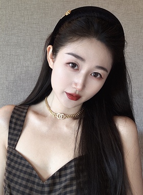 中古个性磨砂粗链条镶钻双圈项链