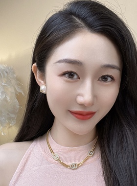 新款老钱风香奶奶双圈镶钻项链