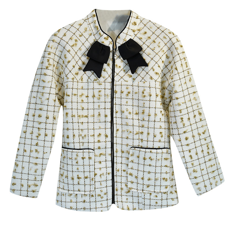 誉朵19秋冬新款复古小香粗花呢夹克 誉朵短外套