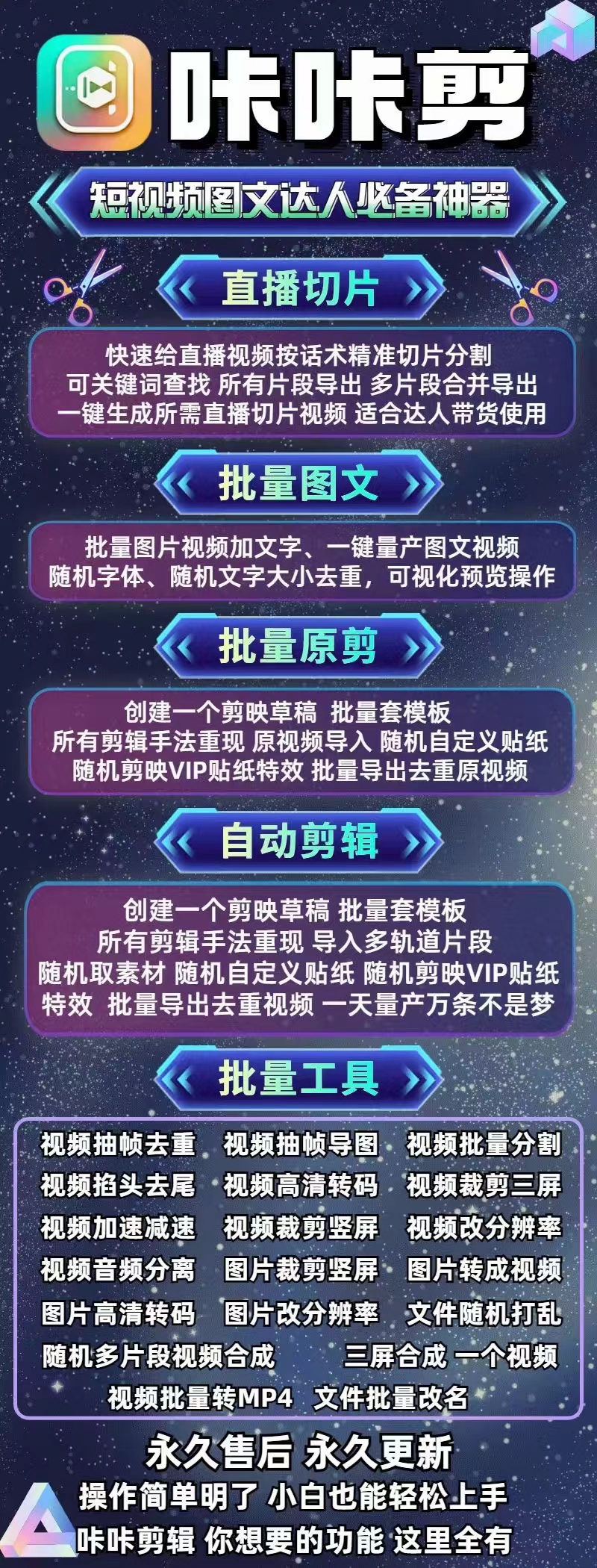 正版咔咔剪批量剪辑自动剪辑批量图文短视频图文小说推文神器咔咔-图0