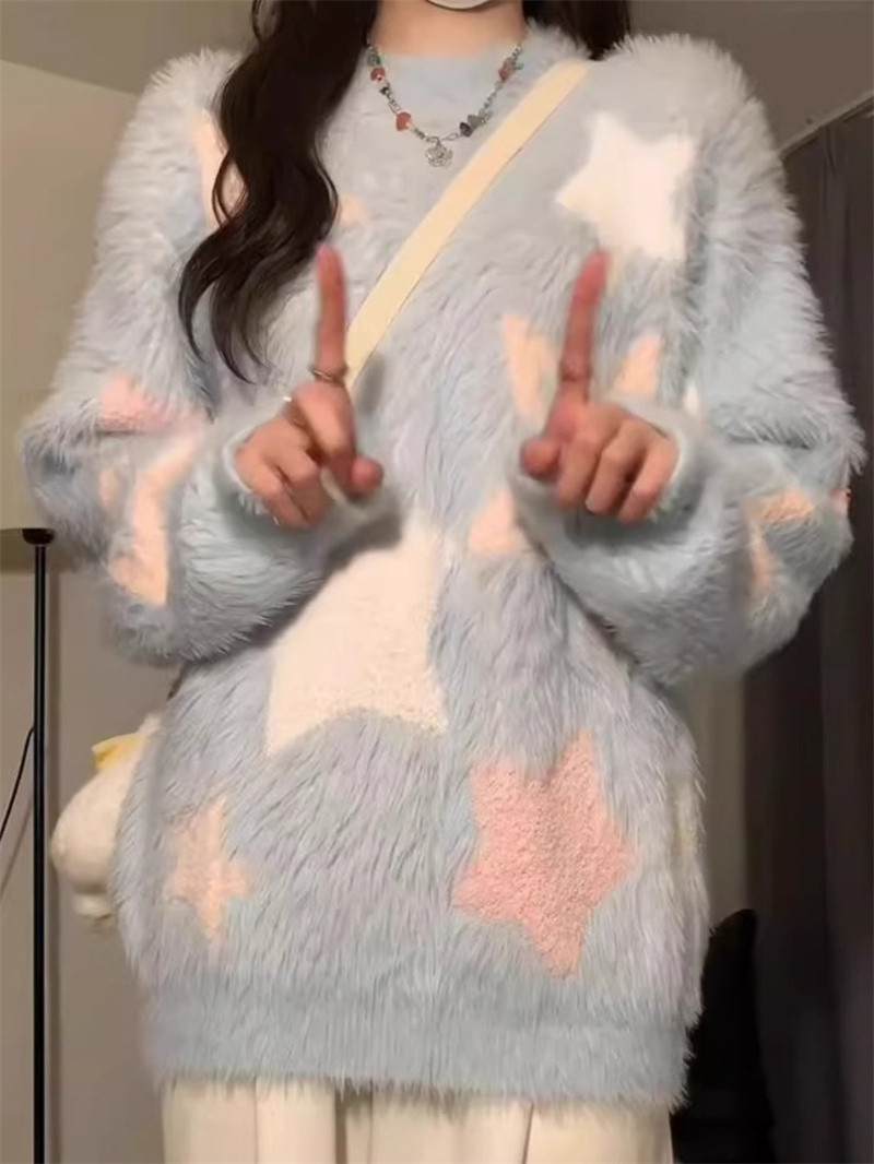 大码300斤软糯慵懒风加厚毛衣女秋冬胖mm日系宽松水貂绒针织上衣