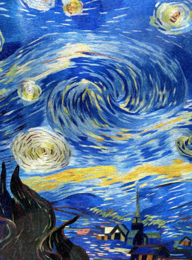苏秀天地非遗纯手工苏绣刺绣梵高油画星空苏绣儿童卧室书房装饰画