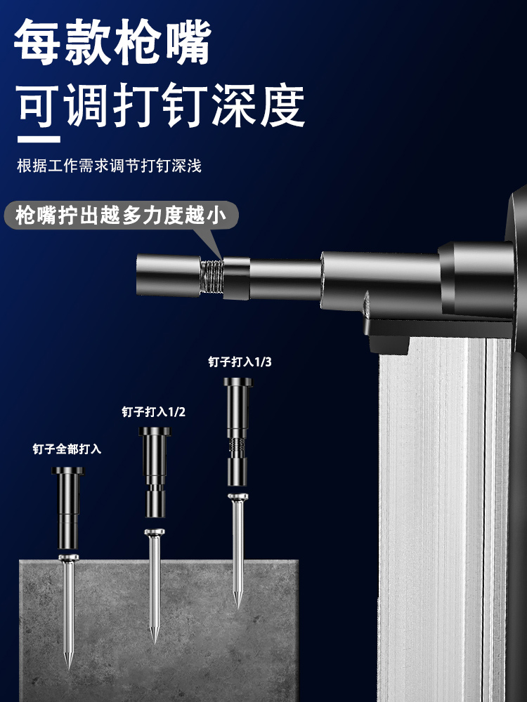 锂电电动钢钉枪瓦斯射钉枪专用混凝土打钉枪吊顶水泥气钉枪排钉枪 - 图2
