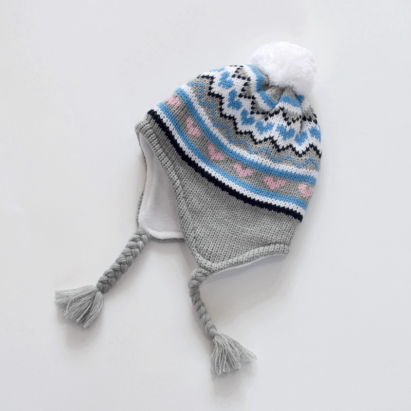 秋冬女童加绒帽针织毛线帽女童彩色球装饰系带护耳帽可爱保暖帽子,淘宝优惠券,粉丝福利购,淘宝优惠卷