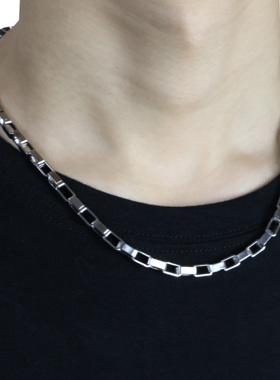 钛钢盒子古巴情侣项链