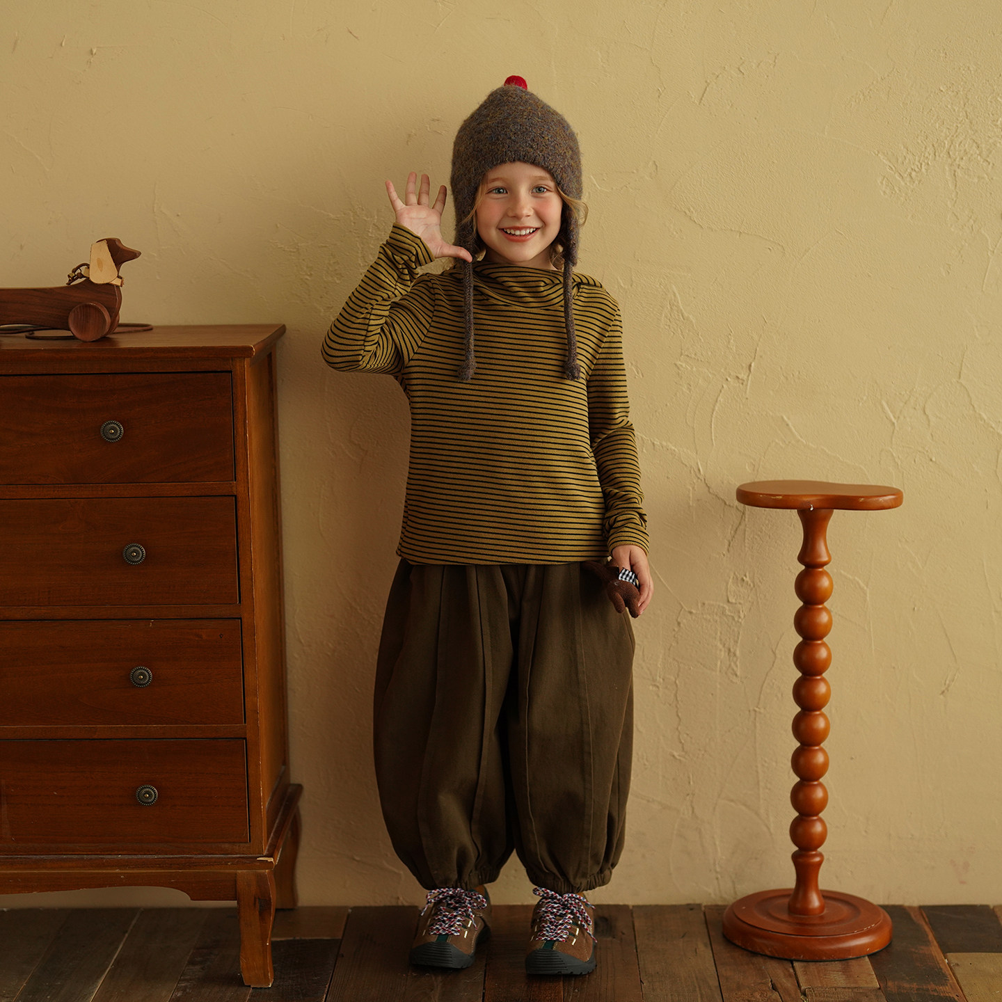 砚台家童装女童复古混色针织羊毛球球护耳INS秋冬新款儿童毛线帽,淘宝优惠券,粉丝福利购,淘宝优惠卷