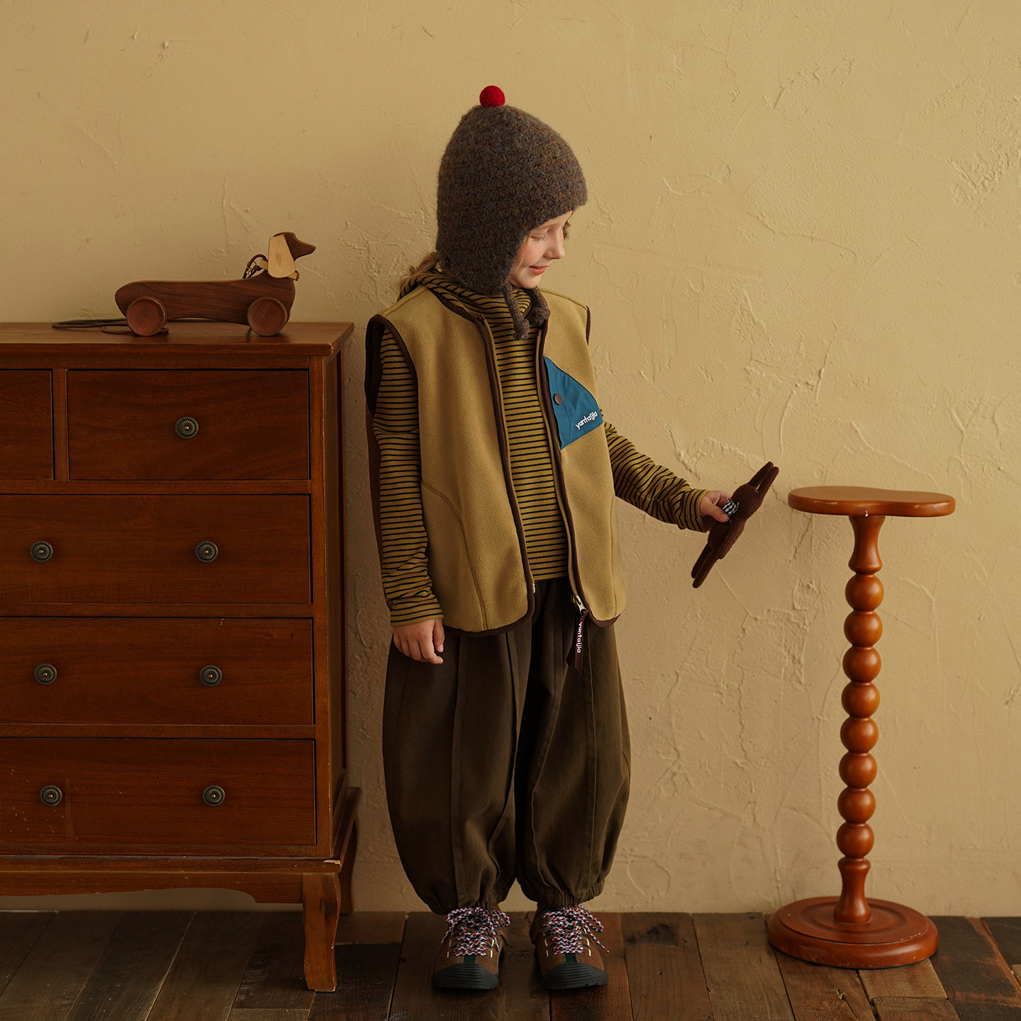 砚台家童装女童复古混色针织羊毛球球护耳INS秋冬新款儿童毛线帽,淘宝优惠券,粉丝福利购,淘宝优惠卷