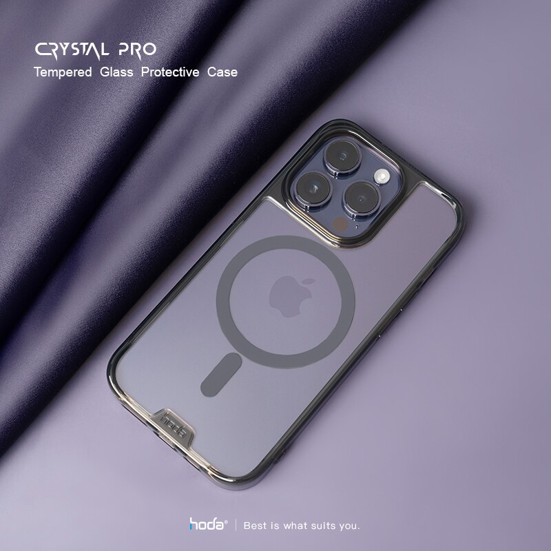 台湾hoda好贴16ProMax手机壳iPhone15晶石磁吸苹果16透明壳MagSafe军规14ProMax玻璃防摔壳14plus保护套
