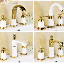Bai Yan Weizhuang Sankon surface basin tap Eurostyle golden Three sets of split double to double control hot and cold tap